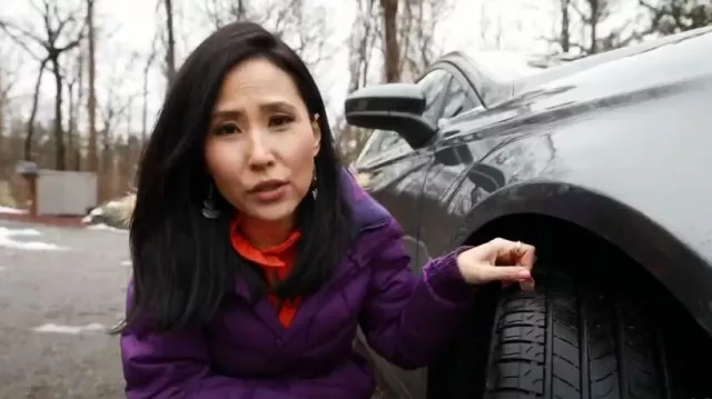 J. crew Ruf­fle­neck Top worn by Vicky Nguyen as seen in Today on December 21, 2023