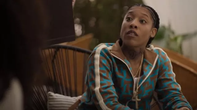 Wales Bonner Sym­pho­ny Ab­stract Jack­et worn by Shawna Clark (Aida Osman) as seen in Rap Sh!t (S02E08)