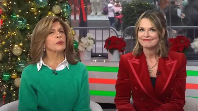 Joyci Pearl Rhinestone Detachable Dickey Collar worn by Hoda Kotb as seen in Today on December 26, 2023