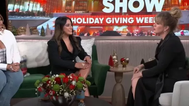 Eliza J Long Sleeve Tuxedo Gown worn by Kelly Clarkson as seen in The Kelly Clarkson Show on December 21, 2023