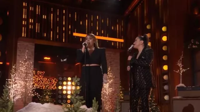 Nadine Merabi Meghan Black Blazer worn by Ally Brooke as seen in The Kelly Clarkson Show on December 22, 2023