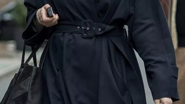 Black belted Coat worn by Benita Alexander (Mandy Moore) as seen in Dr. Death TV show (Season 2)