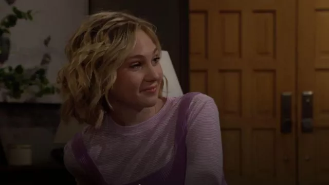 Vince Micro Stripe Crewneck Top worn by  Lucy Romalotti (Lily Brooks O'Briant) as seen in The Young and the Restless  on December 28, 2023