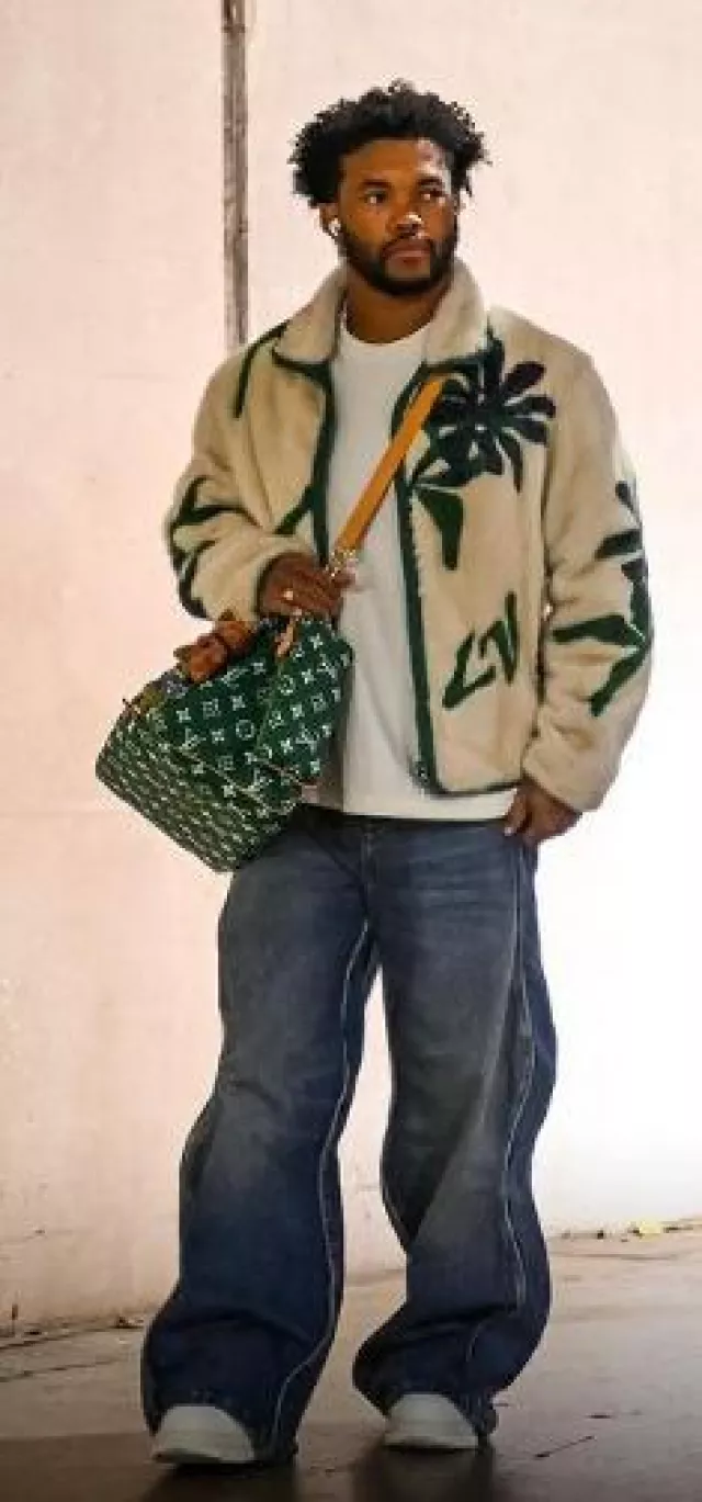 Louis Vuitton Green Monogram 'Speedy 50' Bag worn by Kyler Murray on the Instagram account @k1