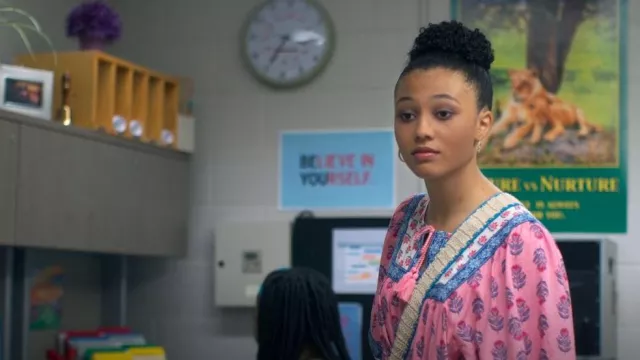 Old Navy Puff-Sleeve Matching Floral Swing Dress worn by Madison Spencer (Aaliyah Cinello) as seen in I Woke Up a Vampire (S01E01)