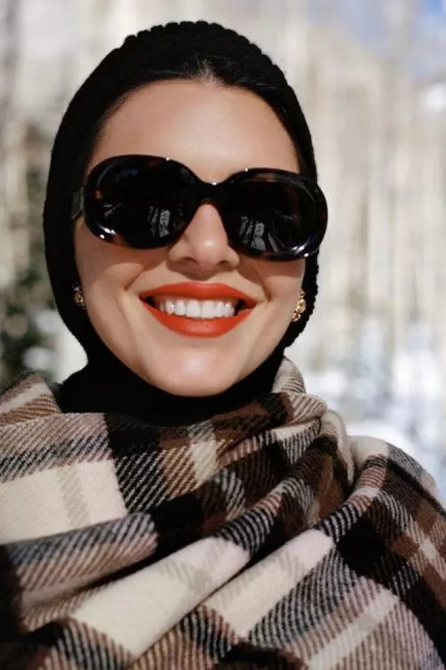 Miu Miu Knit Balaclava worn by Kendall Jenner at Fwrd Campaign on January 1, 2024