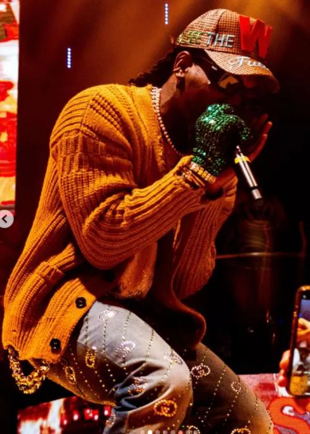 Gucci Blue Crystal Interlocking-GG Jeans worn by Offset on the Instagram account @offsetyrn