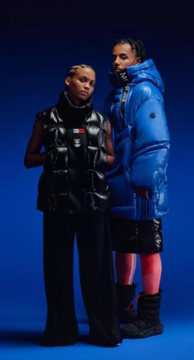 Moncler x Adidas Blue 'Chambery' Down Anorak Jacket worn by Jules Koundé on the Instagram account @jkeey4
