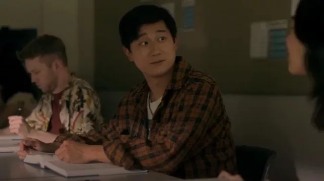 Eptm Slit Flan­nel Shirt Vin­tage Brown worn by Bruce Sun(Sam Song Li) as seen in The Brothers Sun (S01E02)