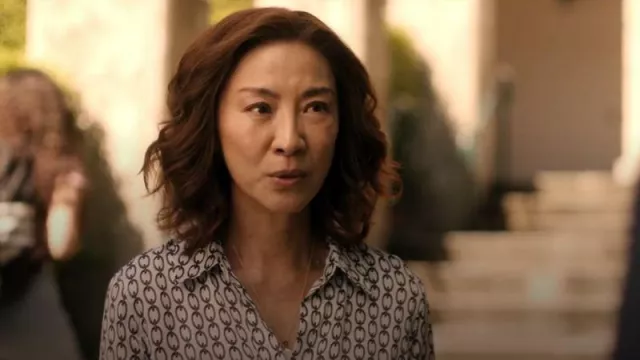 L'Agence Harmony Blouse worn by Eileen 'Mama' Sun (Michelle Yeoh) as seen in The Brothers Sun (S01E03)