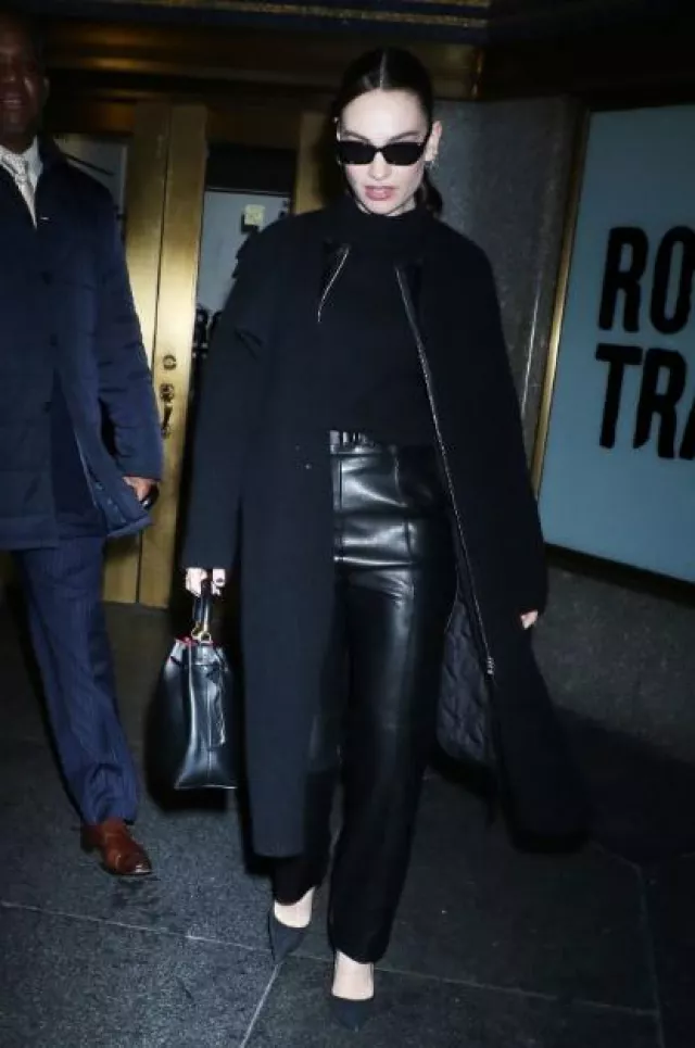 Manolo Blahnik Black Suede BB Pump worn by  Lily James at The Kelly Clarkson Show on December 18, 2023