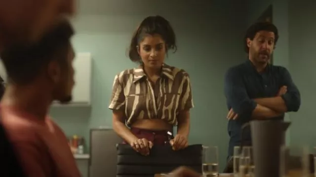 Sass & Bide Speak Now Cropped Linen Top Print worn by Corrie D'Souza (Pallavi Sharda) as seen in The Twelve (S01E04)