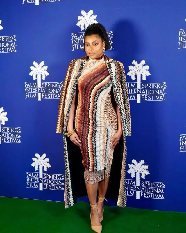 Charles & Keith Tie Around Slingback Pumps worn by Taraji P. Henson at Palm Springs Film Festival on January 4, 2024
