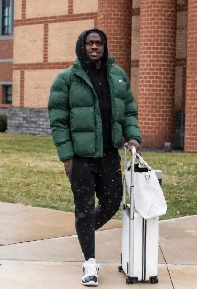 Nike Dark Green Puffer Jacket worn by A. J. Brown on the Instagram account @a.j.brown_