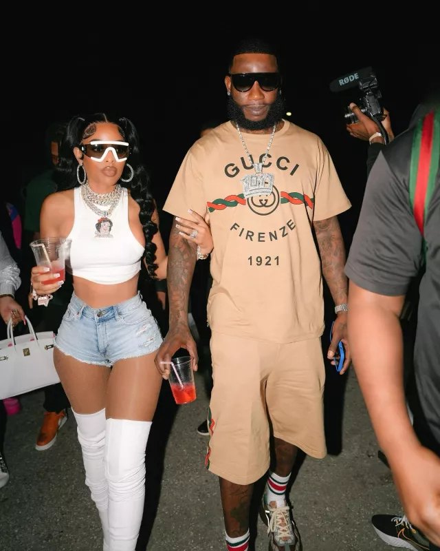 Gucci Beige Torchon Stripe Sweatshorts worn by Gucci Mane on the Instagram account @laflare1017