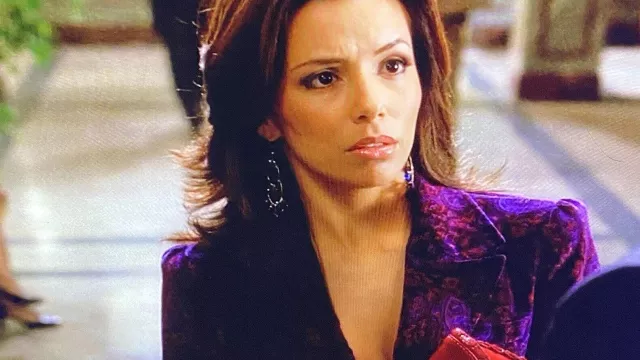 The purple print blazer worn by Gabrielle Solis (Eva Longoria) in the series Desperate Housewives (Season 2 Episode 6)