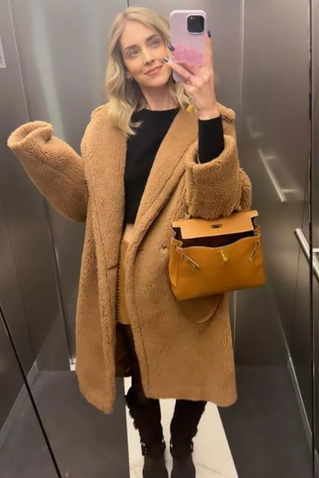 Prada Miniskirt in Cashmere worn by Chiara Ferragni on her Instagram Story on January 9, 2024