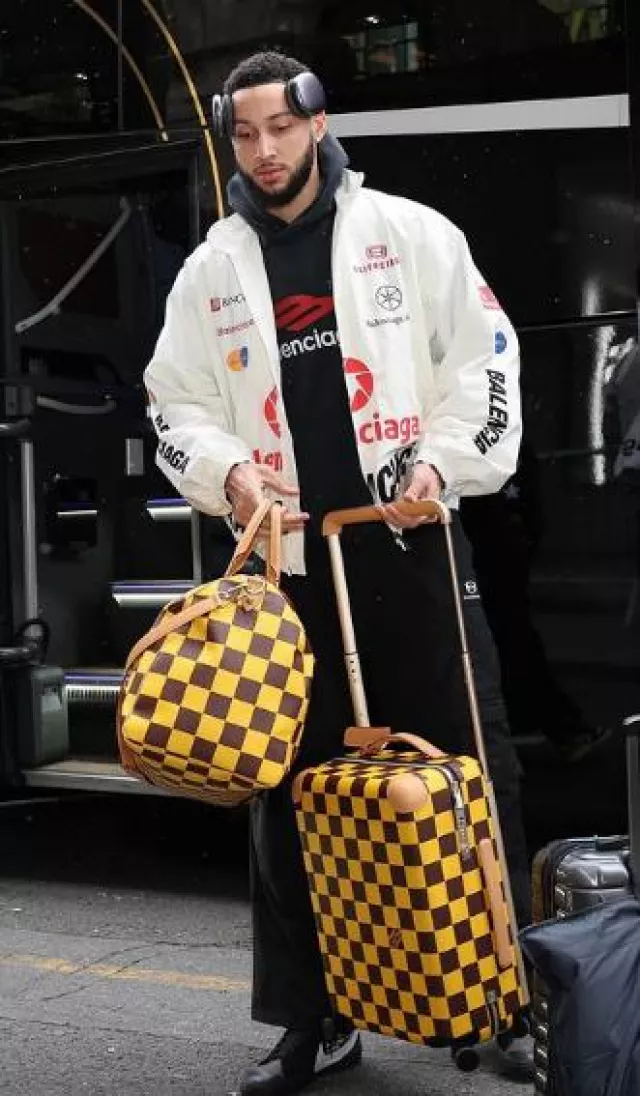 Louis vuitton Yellow & Brown Damier Pop 'Speedy 50' Bag worn by Ben Simmons on the Instagram account @bensimmons