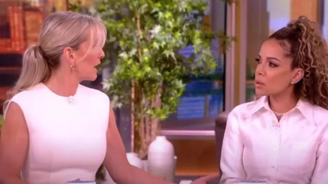 Prada Washed Twill Minidress in Beige Khaki worn by Jennifer Ashton as seen in The View on January 8, 2024