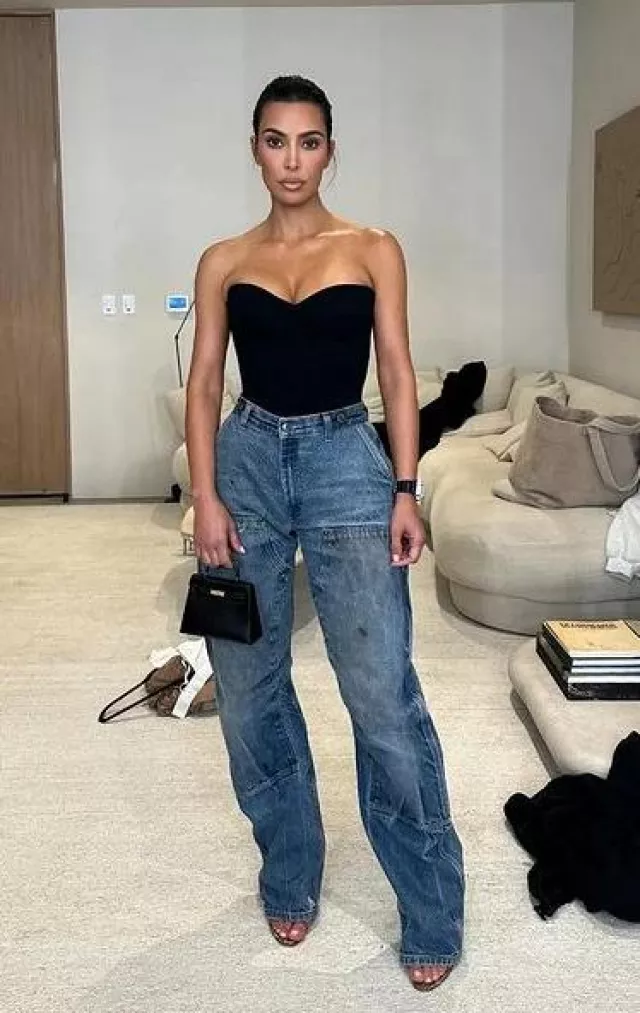 Carhartt Vintage Double-Knee Jeans in Blue worn by Kim Kardashian West on her Instagram Post on January 10, 2024