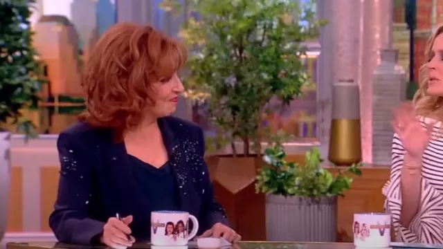 Cinq A Sept Rhinestone Crackle Embellished Cheyenne Blazer worn by Joy Behar as seen in The View on  January 12, 2024
