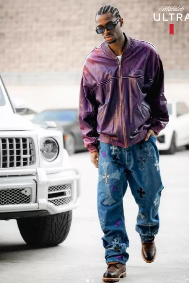 Pelle Pelle Purple Leather Marc Buchanan Jacket worn by Shai Gilgeous-Alexander on the Instagram account @shai