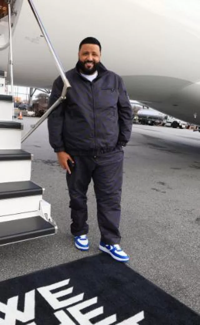 Louis Vuitton Navy & Brown Damier Pop Track Jacket worn by DJ Khaled on the Instagram account @djkhaled