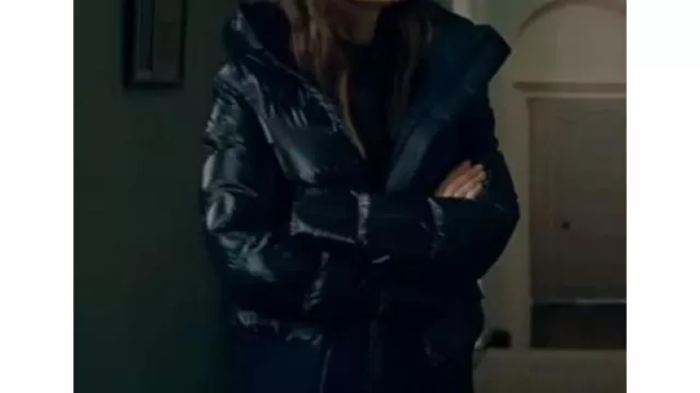 Black Puffer Hooded Jacket of Maya Stern (Michelle Keegan) in Fool Me Once TV series (Season 1 Episode 6)