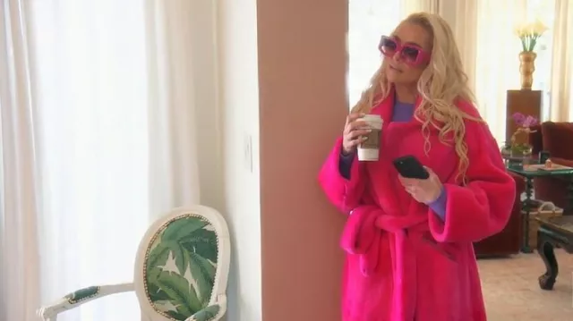 Nour Hammour Zsazsa Coat in Pink worn by Erika Girardi as seen in The Real Housewives of Beverly Hills (S13E12)