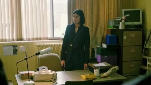 Veronica Beard Scuba Jacket worn by Sam (Nimmi Harasgama) as seen in Finders Keepers (S01E01)