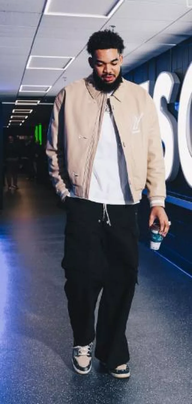 Louis Vuitton Beige Leather 'Cafe Racer' Jacket worn by KarlAnthony