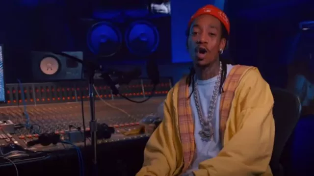 Yellow 'Unity Sports Icon' Flannel Layered Zip Hoodie worn by Wiz Khalifa in Wiz Khalifa - Not A Drill Freestyle [Official Music Video]