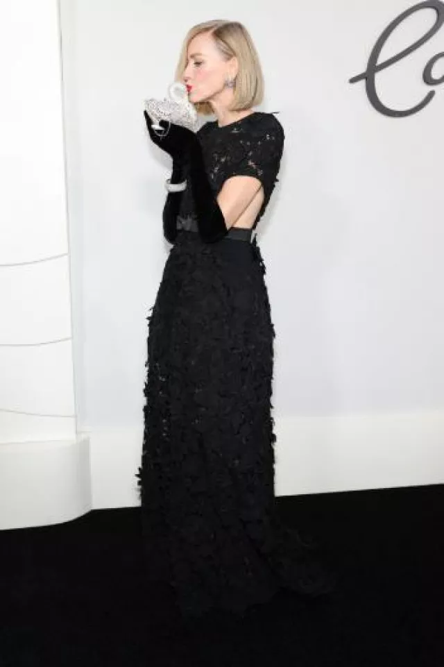Judith Leiber Swan Viveka Clutch worn by Naomi Watts at Feud: Capote Vs the Swans Premiere on January 23, 2024