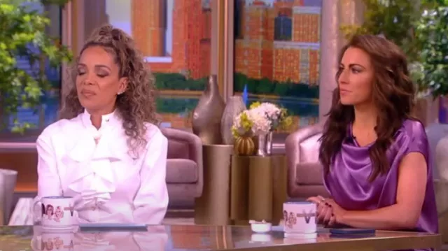 The Sei Draped Top worn by Sunny Hostin as seen in The View on January 22, 2024