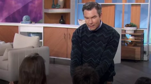 Missoni Zig Zag Pattern Cotton Blend Jumper worn by Jerry O'Connell as seen in The Talk on  January 23, 2024