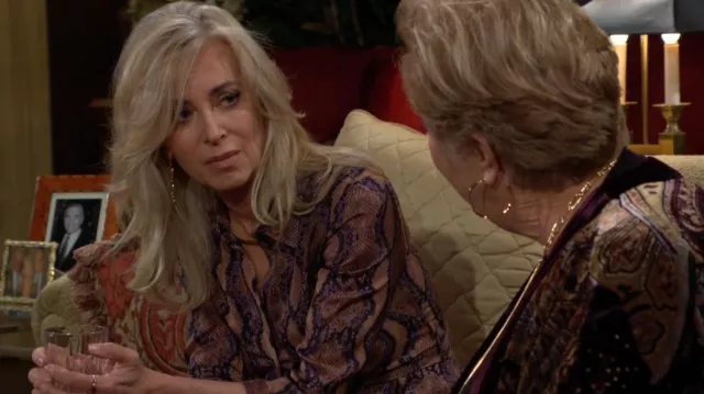 Pinko Belted Maxi Shirt Dress worn by Ashley Abbott (Eileen Davidson) as seen in The Young and the Restless on January 19, 2024
