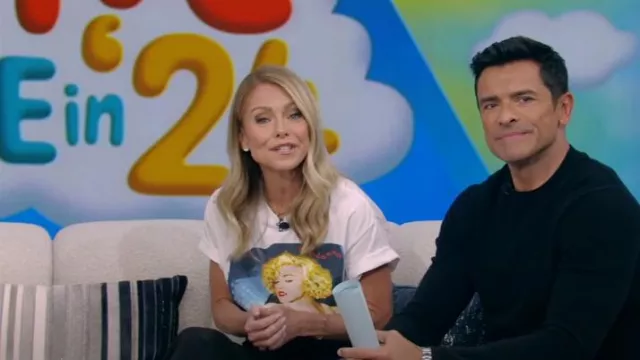 Madonna Blond Ambition Tour Vintage Tee worn by Kelly Ripa as seen in LIVE with Kelly and Mark on January 23, 2024