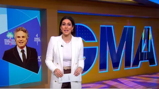 Zara Textured Blazer worn by  Erielle Reshef as seen in Good Morning America on January 25, 2024