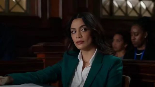 Reiss Tuxe­do Jack­et worn by Samantha Maroun (Odelya Halevi) as seen in Law & Order (S22E02)