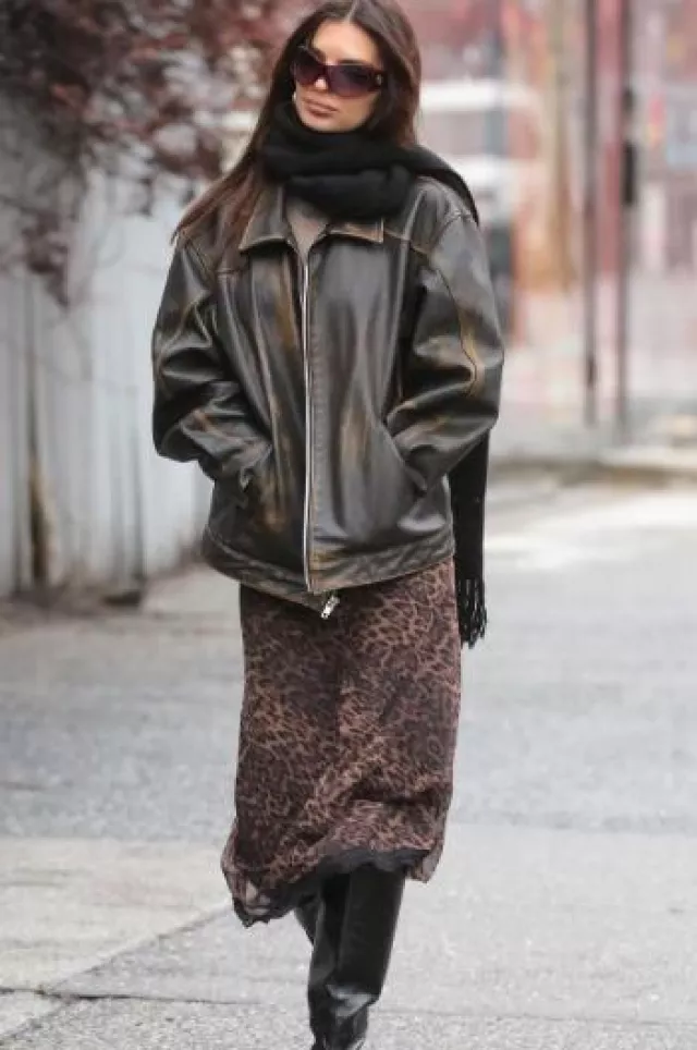 Ganni Black Soft Slouchy High Shaft Boots worn by Emily Ratajkowski in NYC on January 26, 2024
