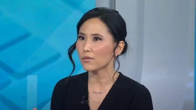 Sandro Nolan Ribbed Star Button Cardigan worn by Vicky Nguyen as seen in Today on January 26, 2024