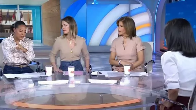 Veronica Beard Solene Cashmere Cardigan worn by Savannah Guthrie as seen in Today on January 26, 2024