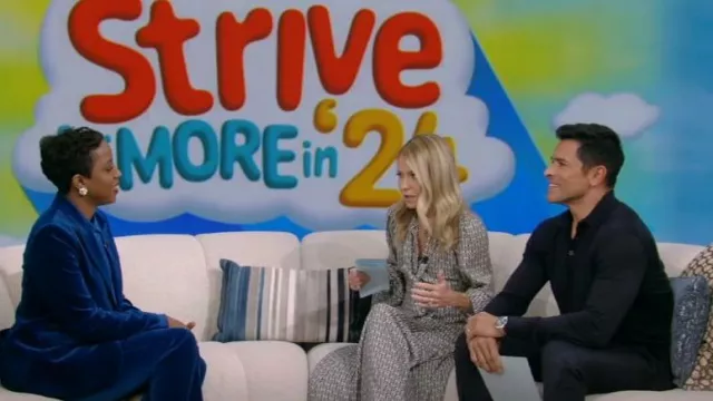 Cefinn Elspeth Printed Recycled-blend Crepe Midi Dress worn by Kelly Ripa as seen in LIVE with Kelly and Mark on January 25, 2024