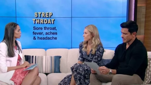 Isabel Marant Albini Marble Print Ruched Silk Dress worn by Kelly Ripa as seen in LIVE with Kelly and Mark on January 26, 2024