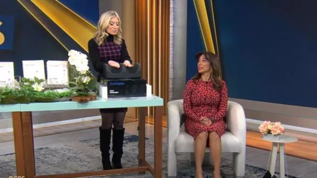 Falda de suéter a cuadros Toccin usada por Ashley Bellman vista en CBS Mornings el 21 de enero de 2024