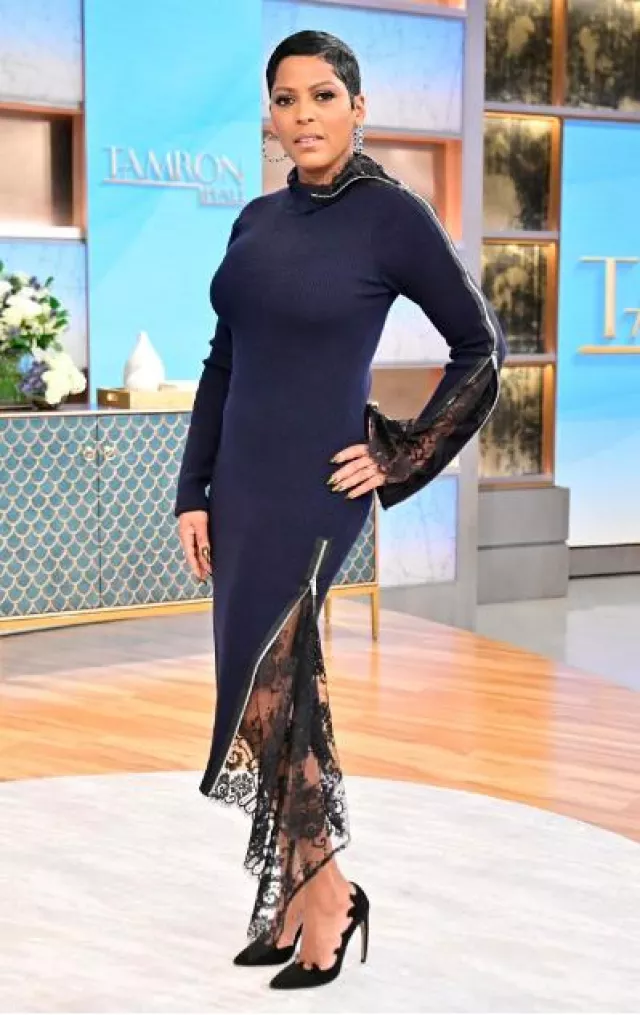 Monse Lace Detail Knit Dress worn by Tamron Hall at the Tamron Hall Show 5.85 on January 24, 2024