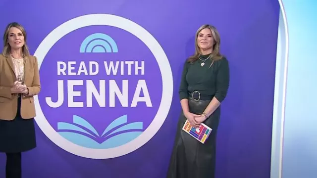 Nanushka Carlotta Skirt In Green worn by Jenna Bush Hager as seen in Today on January 29, 2024