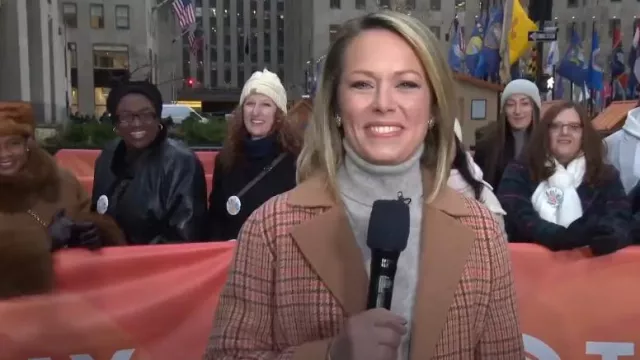 Talbots Wool Blend Coat In Campfire Plaid worn by Dylan Dreyer as seen in Today on January 29, 2024
