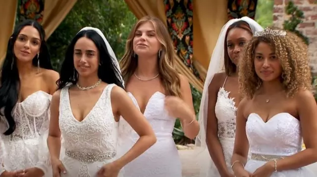Lulu's Passionate Charisma White Lace Strapless Mermaid Maxi Dress in White worn by Jessica Edwards as seen in The Bachelor (S28E02)