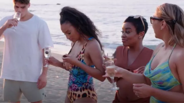 Rose Swimsuits Sexy Animal Print Metal Ring Cutout Deep V One Piece Swimsuits worn by Chantel Everett as seen in 90 Day: The Single Life (S04E05)